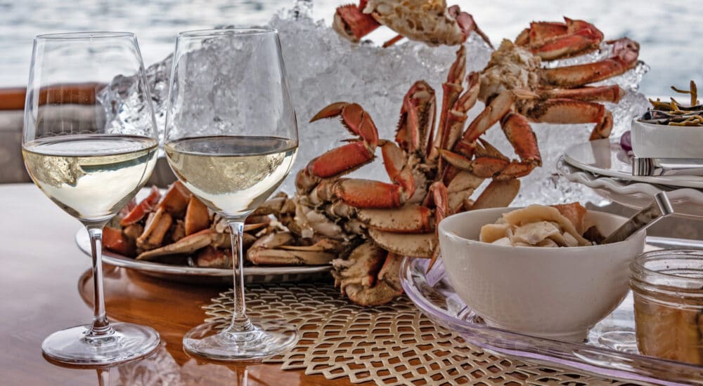 Fine dining on the M/Y Dauntless Alaska Yacht Charter