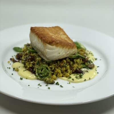 Dauntless fine dining halibut